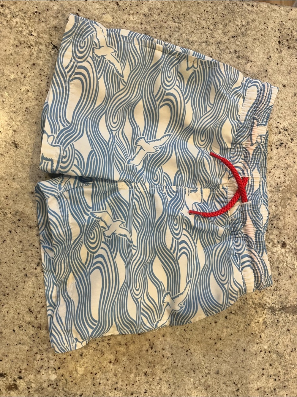 TBBC Beaufort bonnet company boys 3T Blue & White Wave Print Swim Shorts trunks